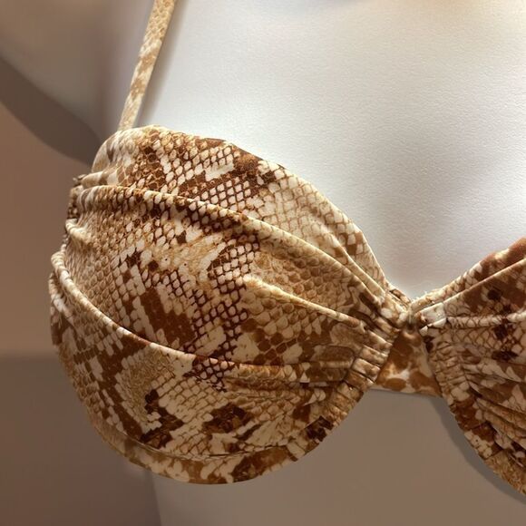 Shade & Shore woman snake print brown/tan wire padded push-up bikini Sz 32B - Picture 3 of 6